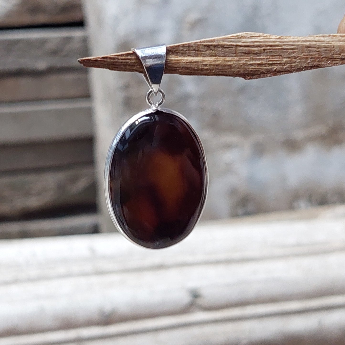 Brown Banded Agate 925 Sterling Silver Handmade Pendant Anniversary Gift For Her