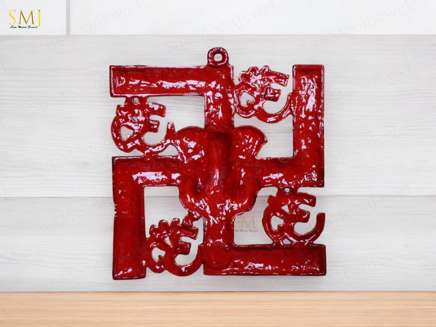 Metal Crafted Swastik Ganesh Wall Hanging Om Symbol Lord Ganesha Decor Swastik