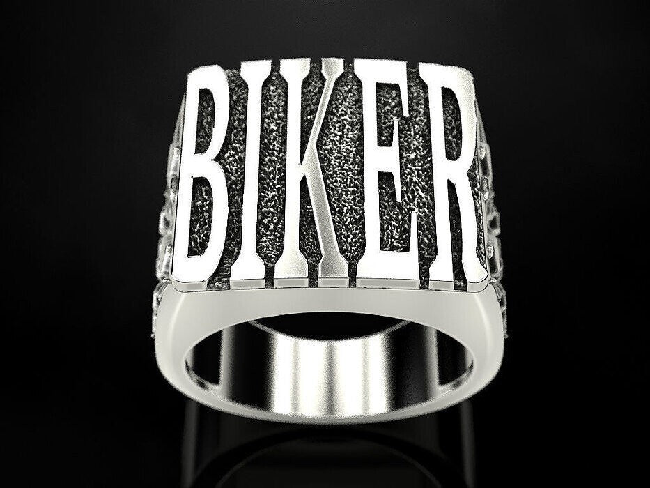 925 Silver Gothic Biker Ring Punk Number Signet Ring US5~15 Cool Gift for Him