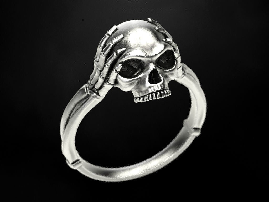 925 Silver Skull Bone Ring Gothic Biker Style Jewelry For Men Women Gift US5~15