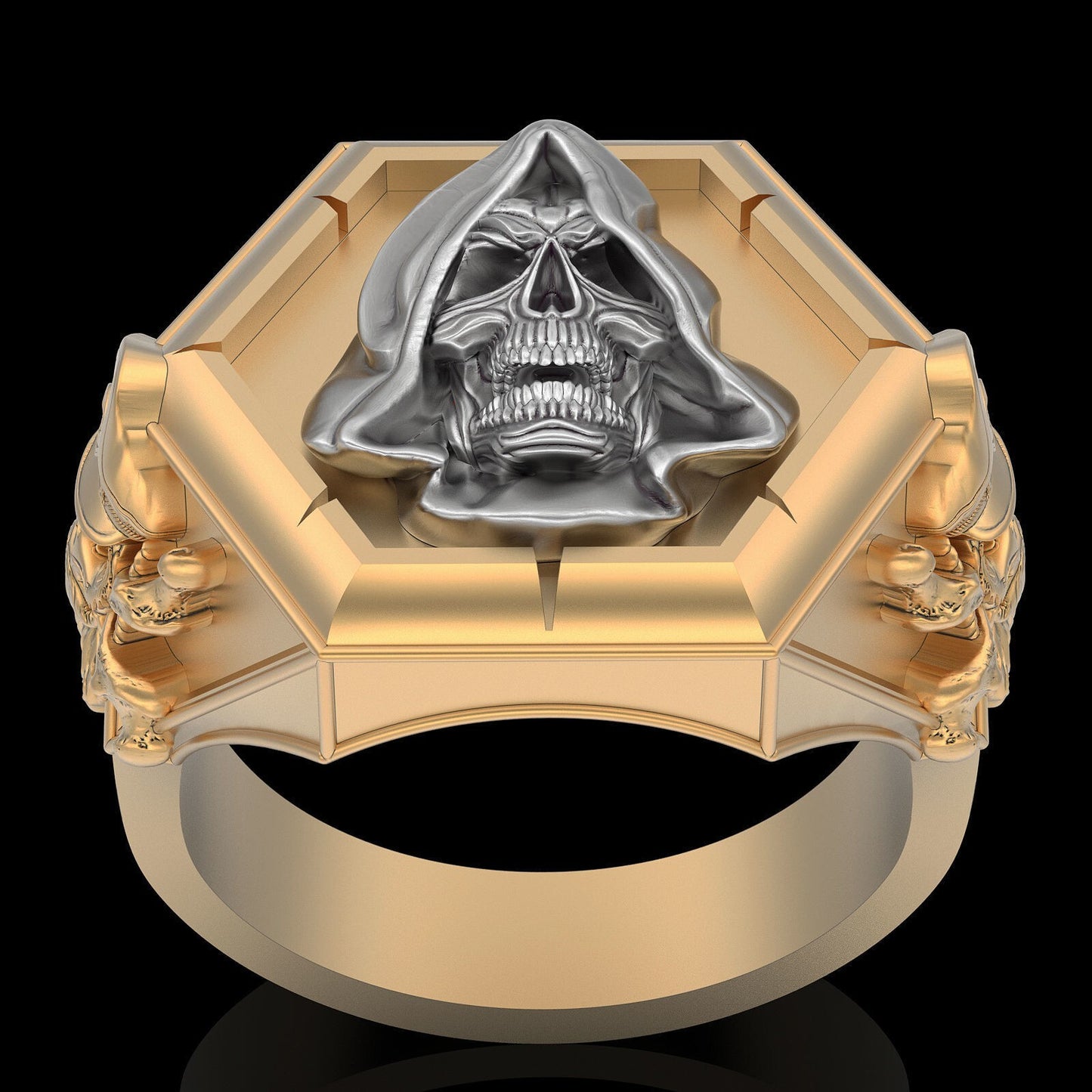 Vintage Gothic Horror Skull Ring Brass Punk Biker Men Halloween Gift Men US5~15