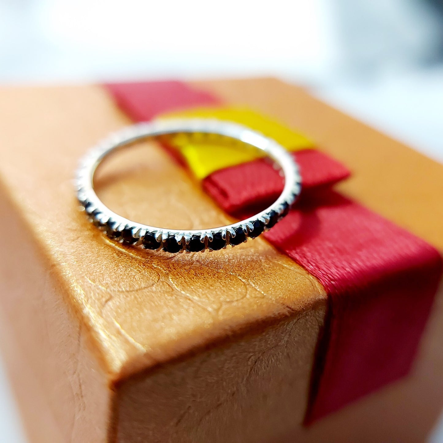 Black Onyx Gemstone Silver Handmade Eternity Engagement Women Gift Ring Us5~15