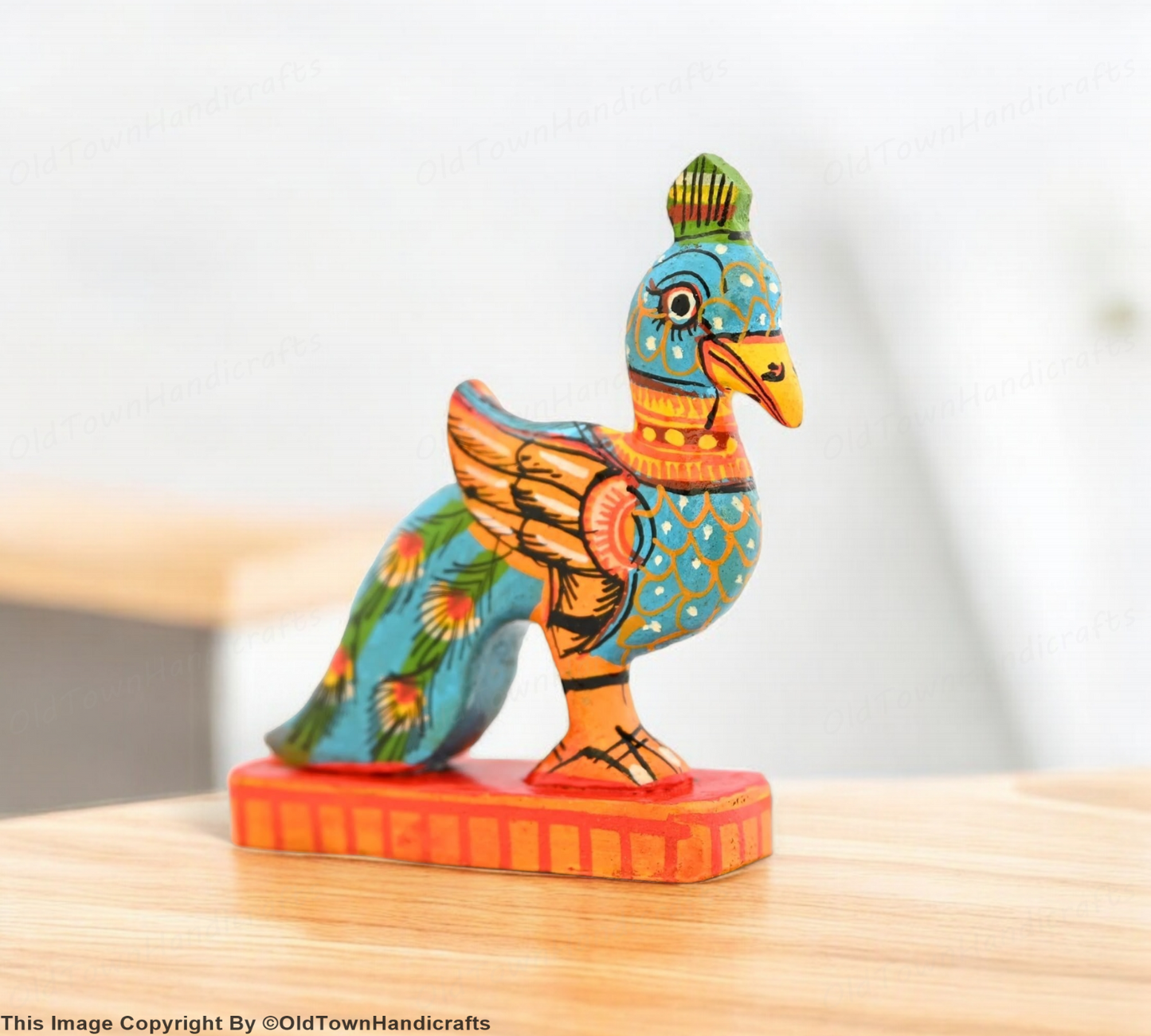 Peacock Handcrafted Wooden Peacock Showpiece Vibrant Home Decor Gift Peacock