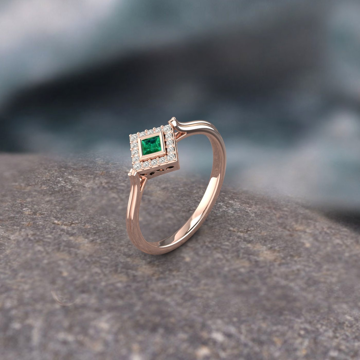 Princess Cut Green Emerald Solitaire Ring Lab Created 925 Sterling Silver Ring
