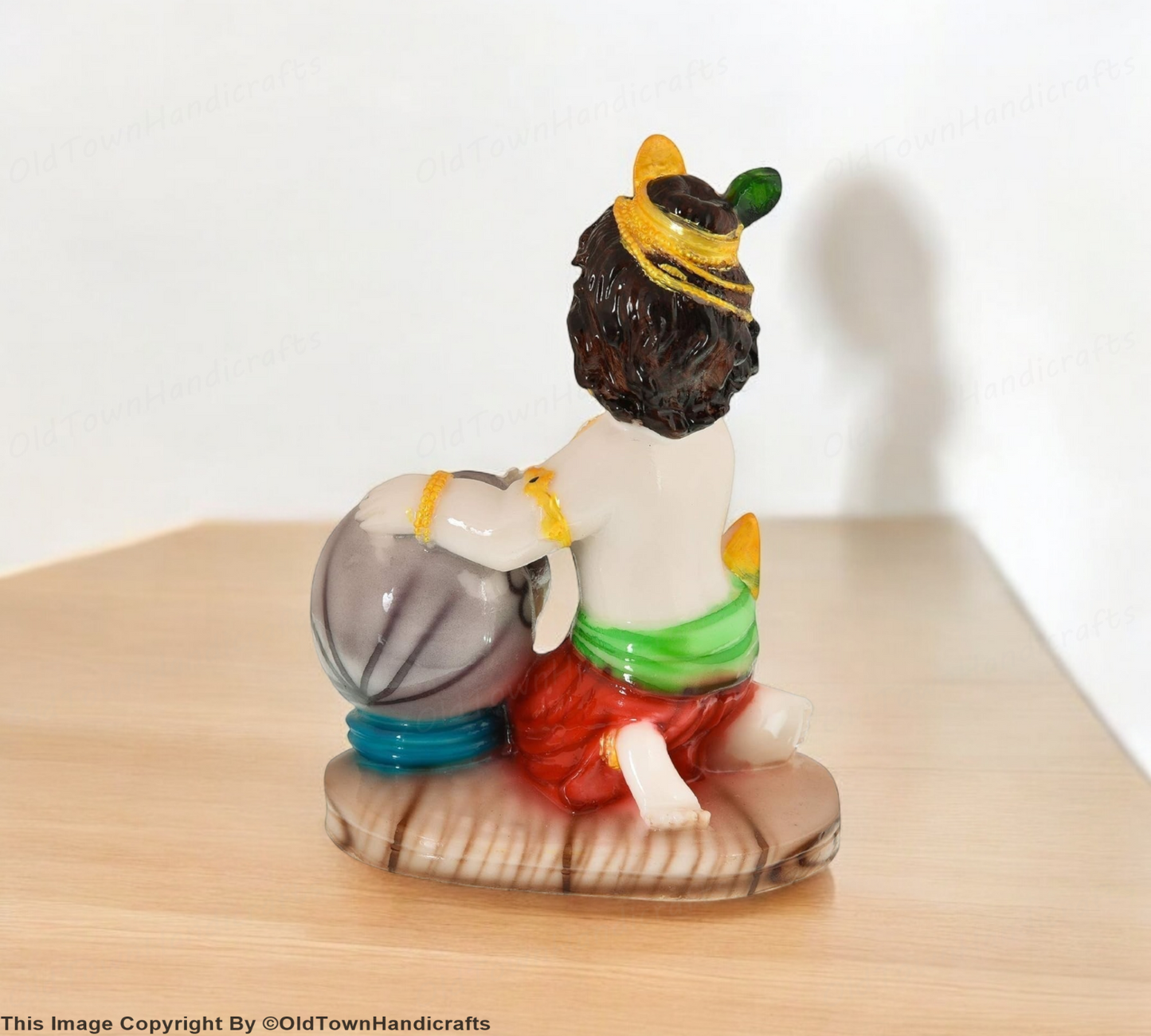 Polyresin Lord Krishna Idol with Dhai Handi Home Decor Showpiece for Pooja Room