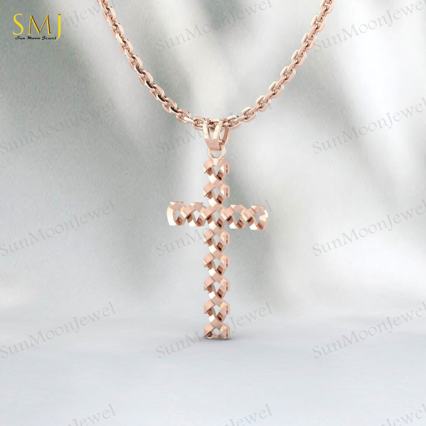Mens 925 Sterling Silver Diamond Cut Cross Pendant Necklace Gift For Lover