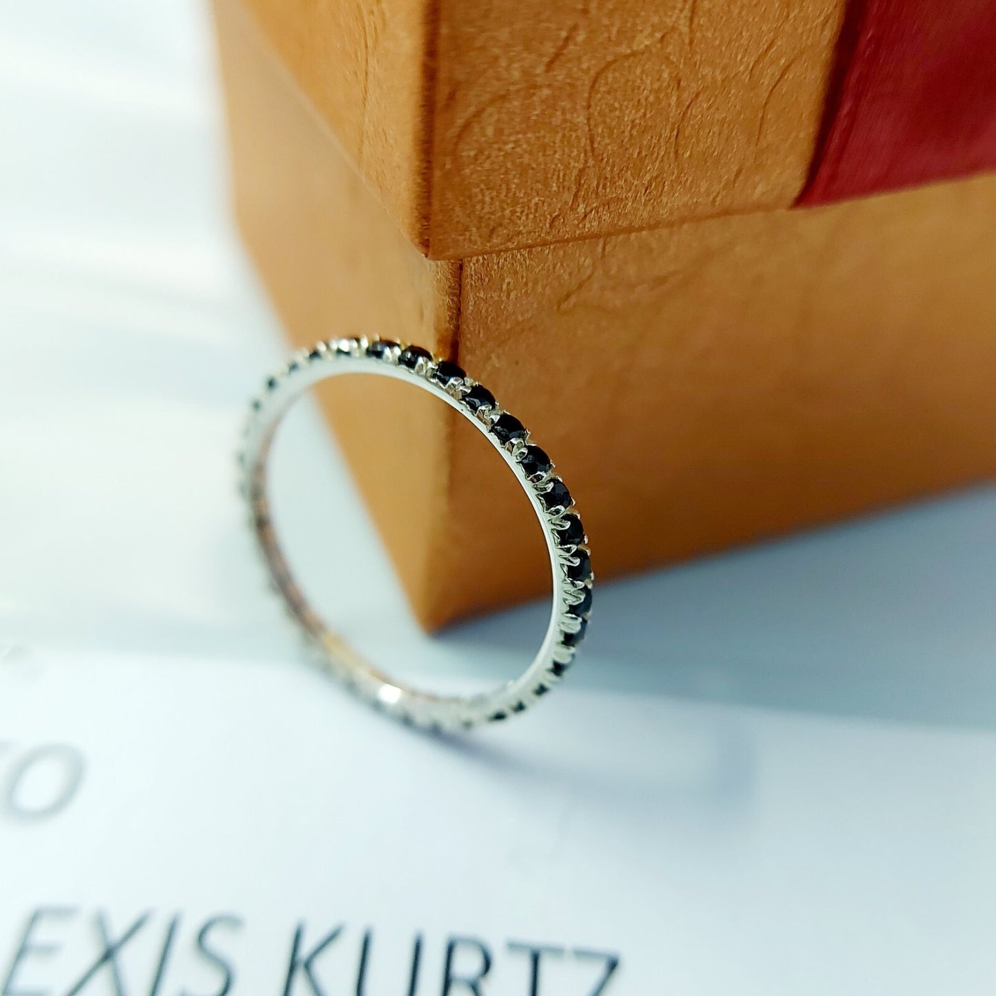 Black Onyx Gemstone Silver Handmade Eternity Engagement Women Gift Ring Us5~15