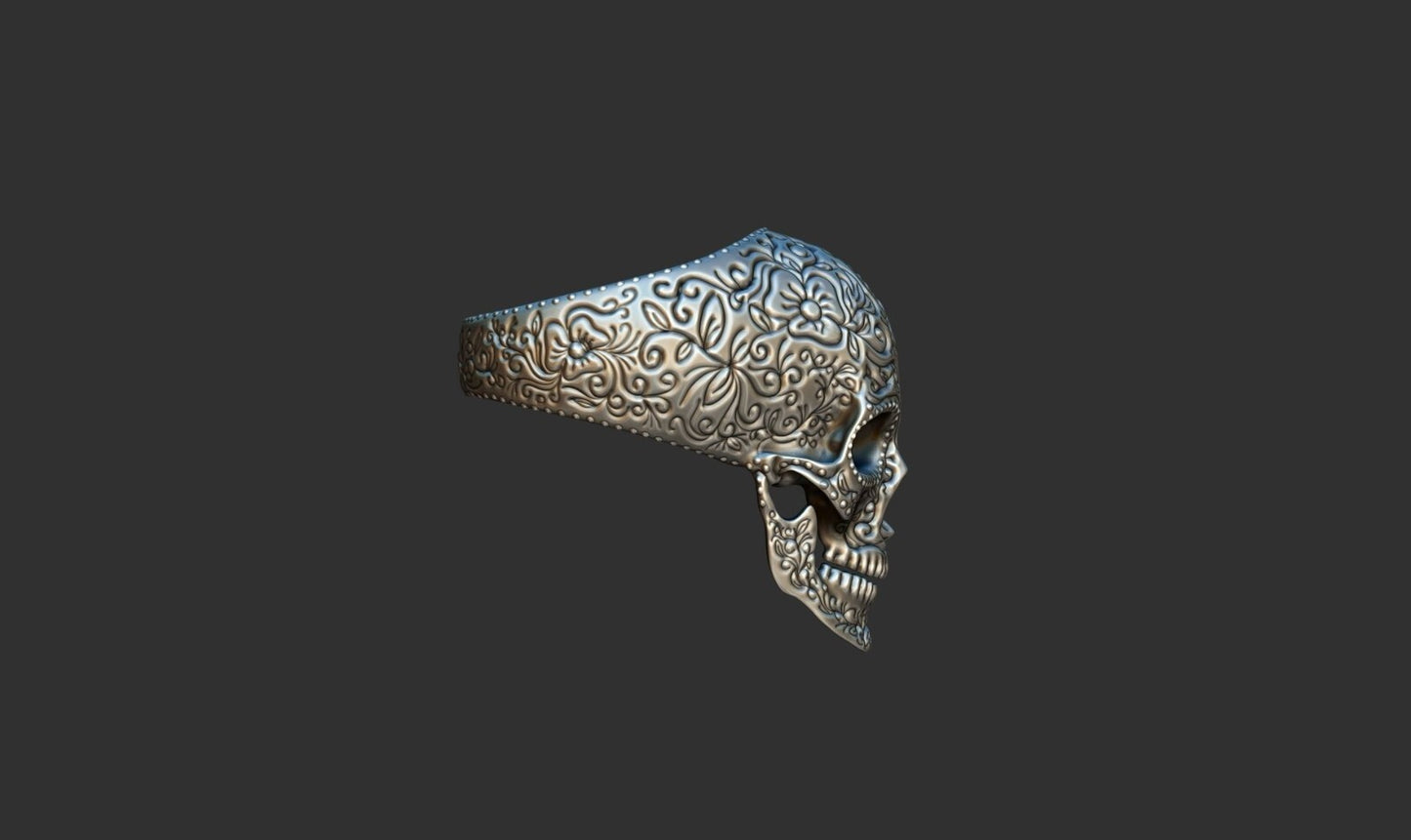 925 Silver Mexican Skull Ring Gothic Biker Unique Skull Head Rings For Men Women