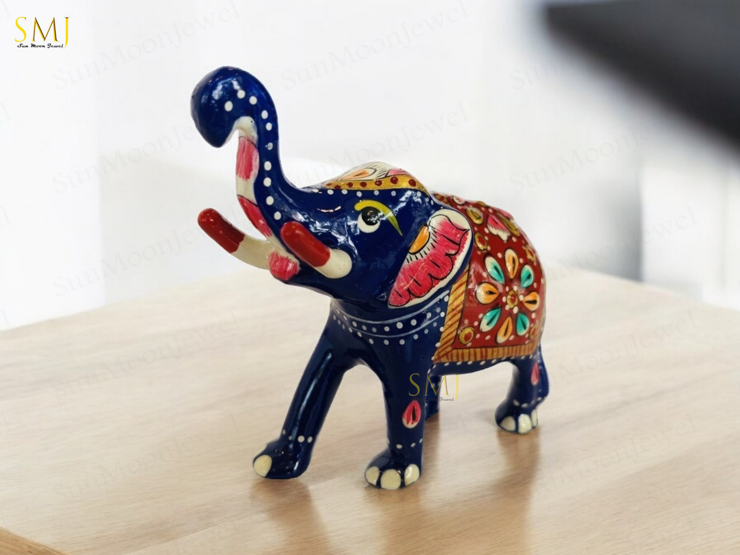 Elephant Hand Painted Enamel Erawat Elephant Statue for Luck Prosperity And Gift