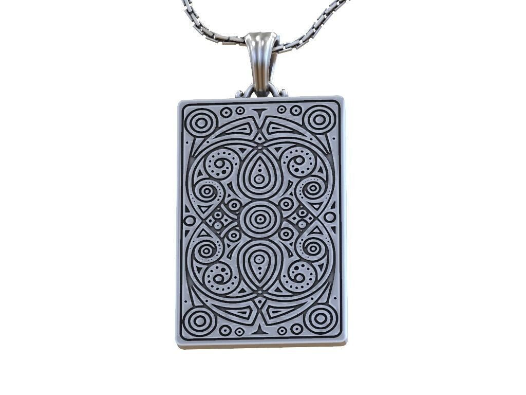 Silver Playing Card Undead King of Hearts Pendant Gift For Women Men Necklace
