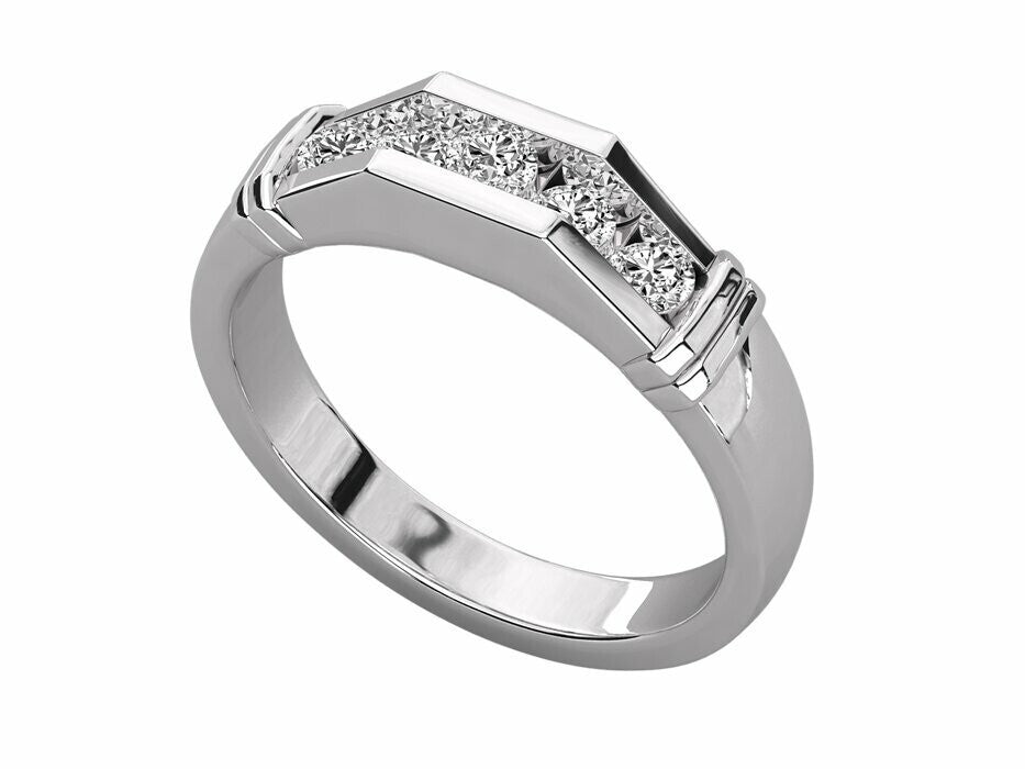 925 Silver CZ Channel Set Eternity Band Ring Men Round Cut Wedding Ring US5-15
