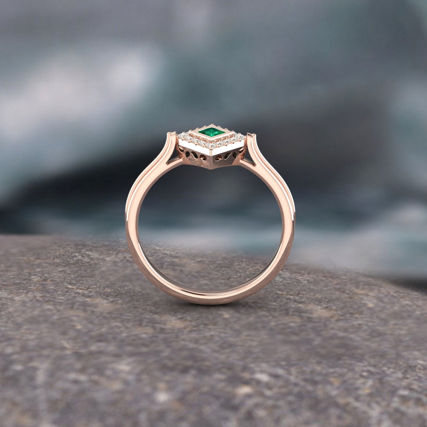 Princess Cut Green Emerald Solitaire Ring Lab Created 925 Sterling Silver Ring