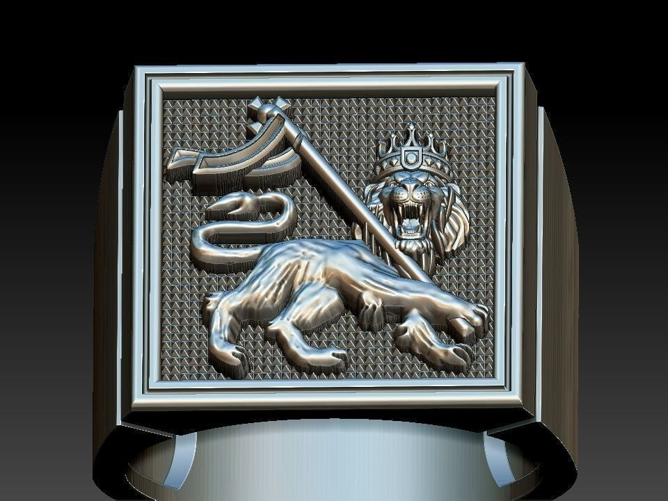 Men Lion of Judah Silver Ring 100% Silver Handmade West Wall Design Size 7-15
