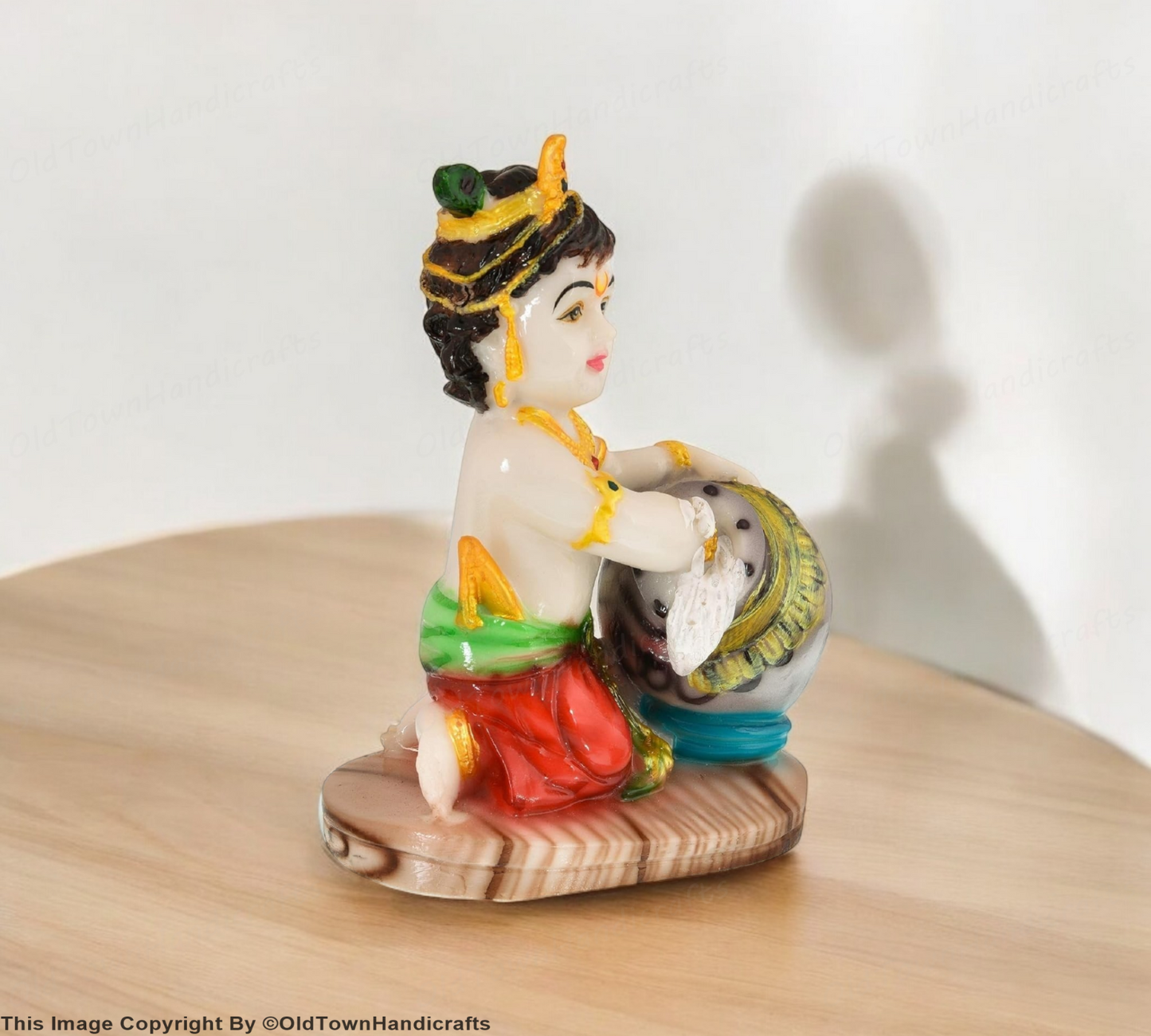 Polyresin Lord Krishna Idol with Dhai Handi Home Decor Showpiece for Pooja Room