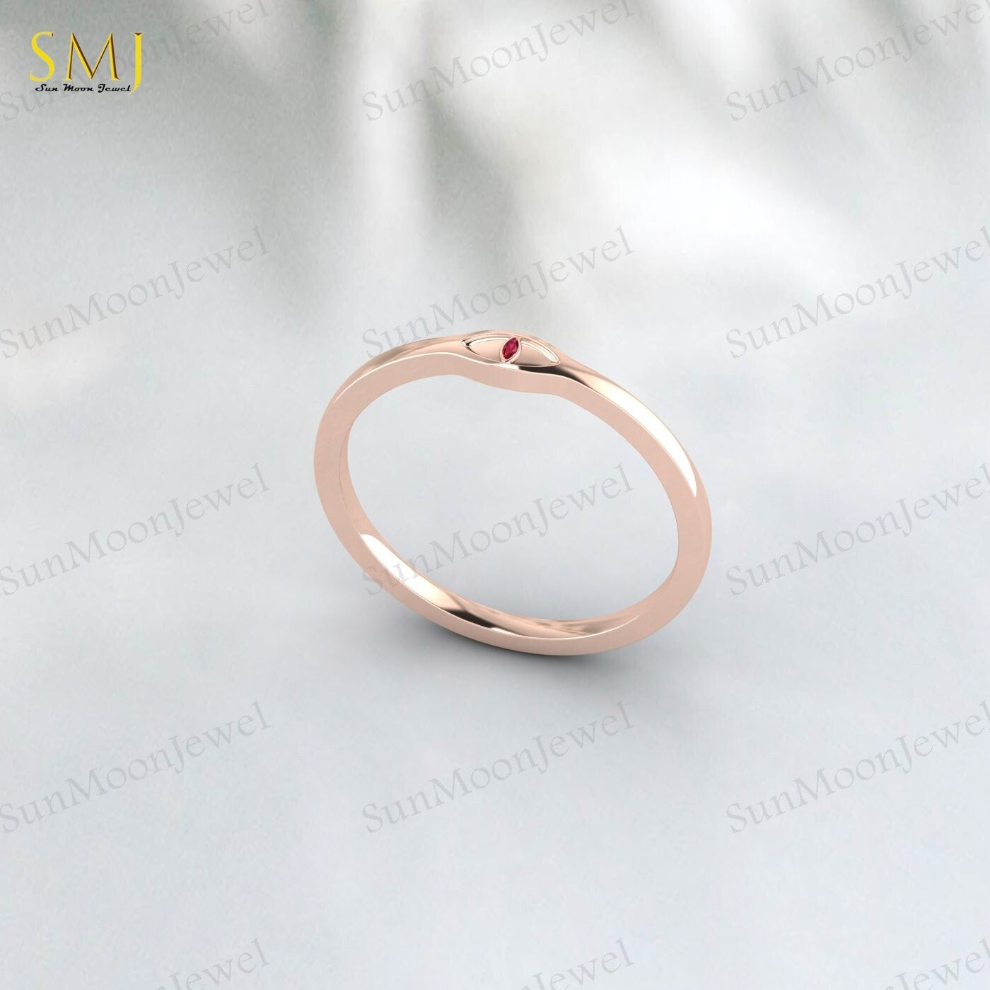 925 Sterling Silver Lab Red Ruby Evil Eye Ring Ruby Minimalist Ring Gift For Her