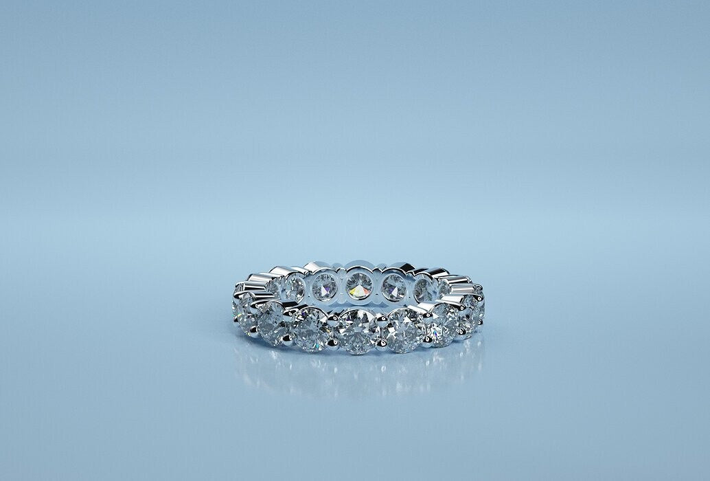 925 Silver CZ Round Eternity Bridal Wedding Band Skinny Ring Women Gift US5-15