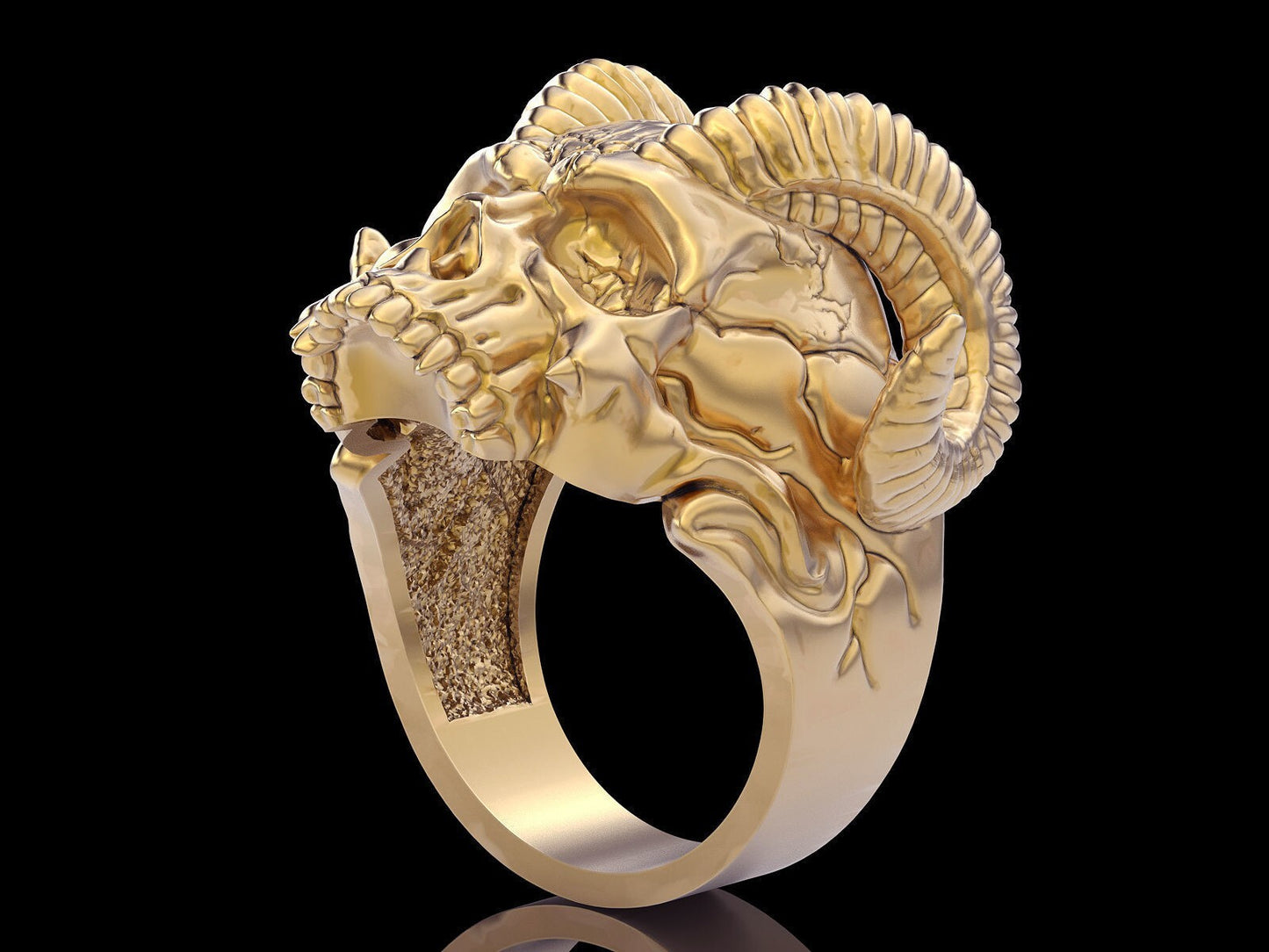 Brass Horn Tribal Gothic Biker Ring Skull Design US5~ 15 Retro Skull Men Ring
