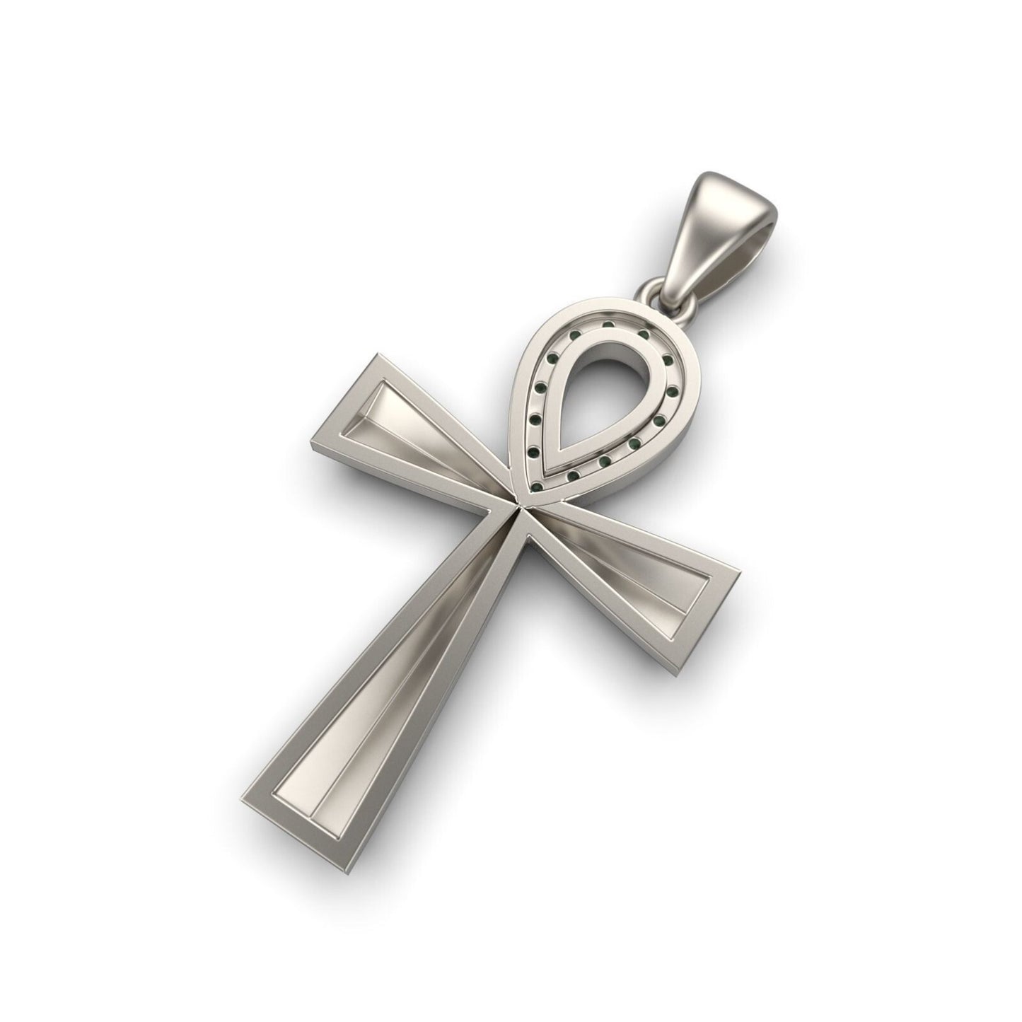 925 Sterling Silver Gothic Cross Necklace Pendant with Lab Created Diamonds Gift