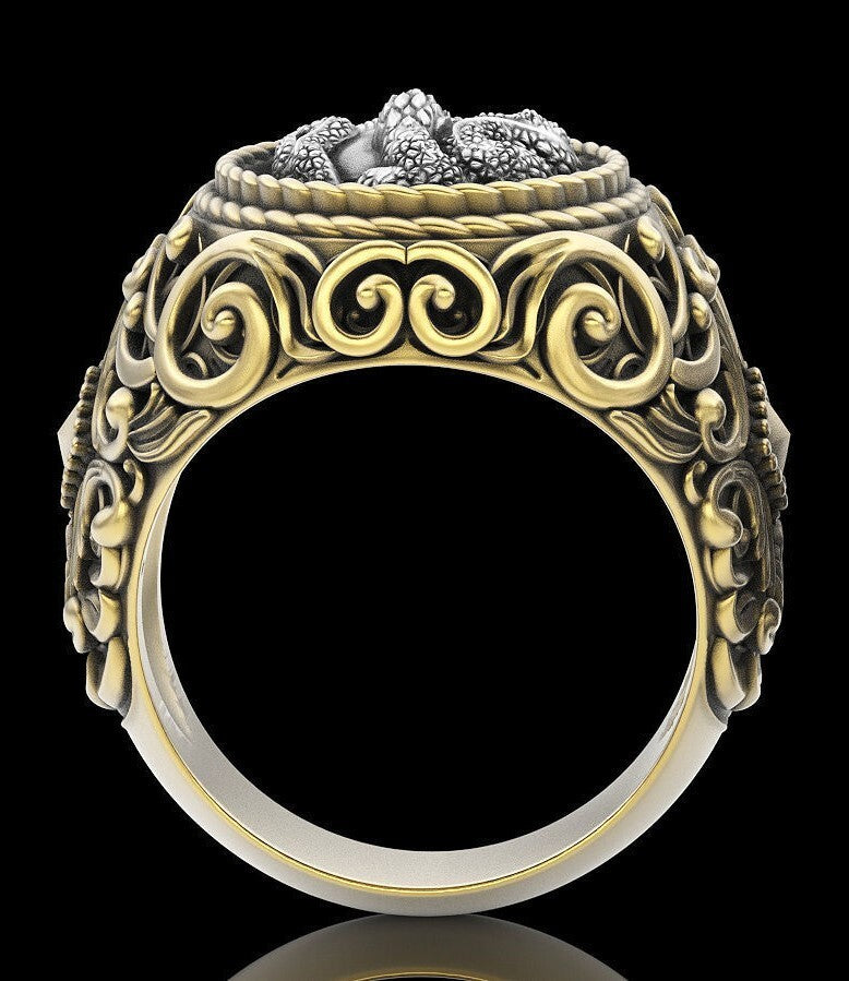 Skull Snake Ring 925 Sterling Silver Gothic Handmade Biker Style Unisex US5~ 15