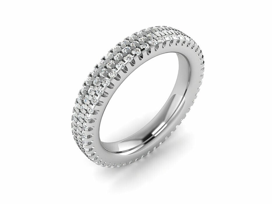 925 Silver CZ Eternity Wedding Band Ring Curved Skinny Style Women Men US5-15