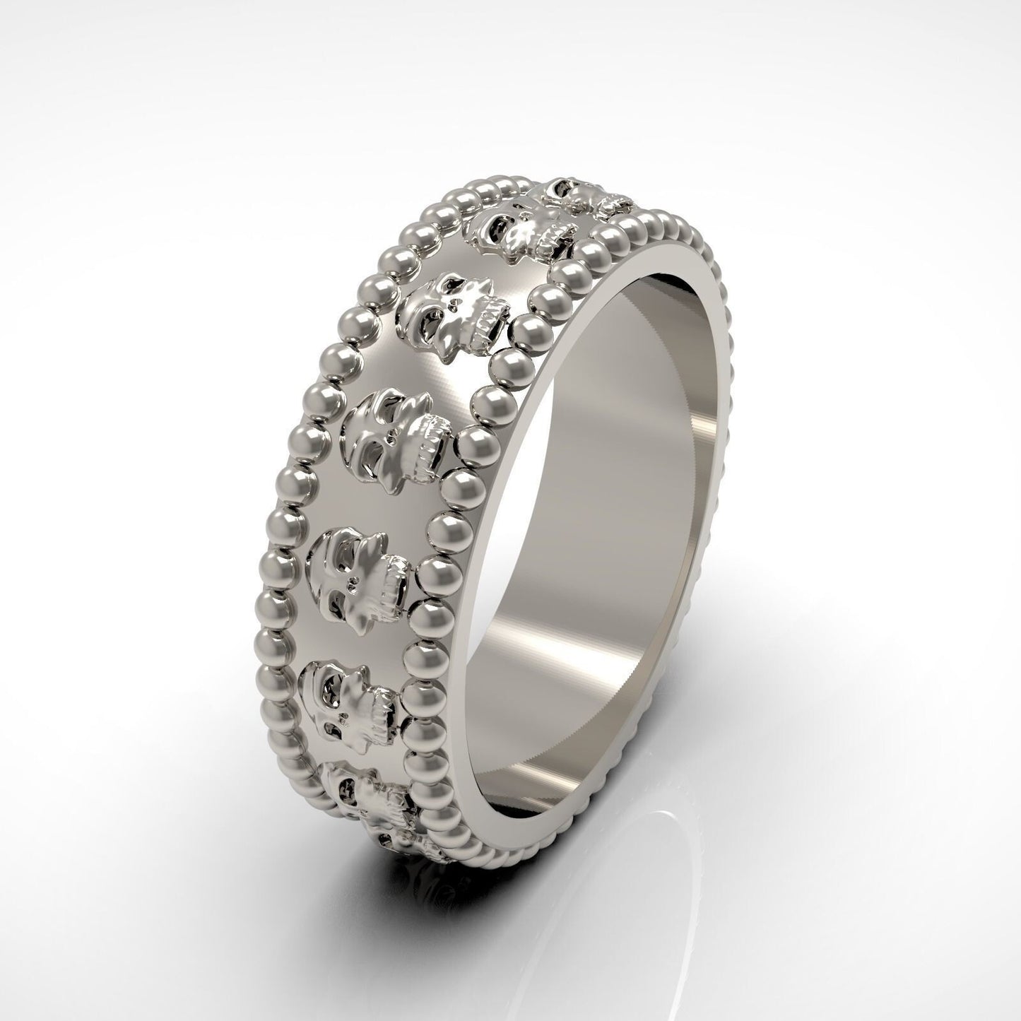 Gothic Skull Wedding Engagement Eternity Band 925 Silver Biker Skull Ring US5~15