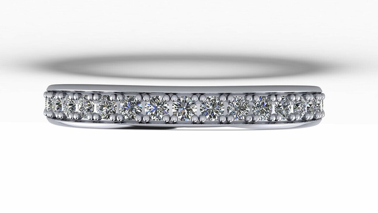 925 Silver CZ Round Cut Eternity Wedding Band Ring Women Wedding US5-15 Gift