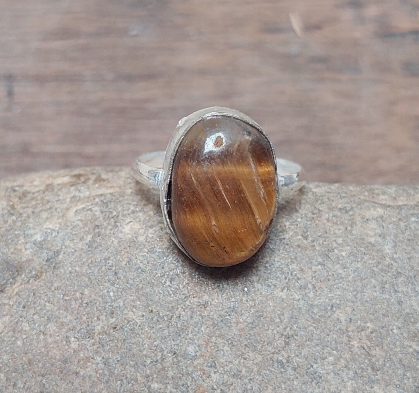 Oval Tiger Eye Men's Ring, 925 Sterling Silver Ring, August Birthstone Ring