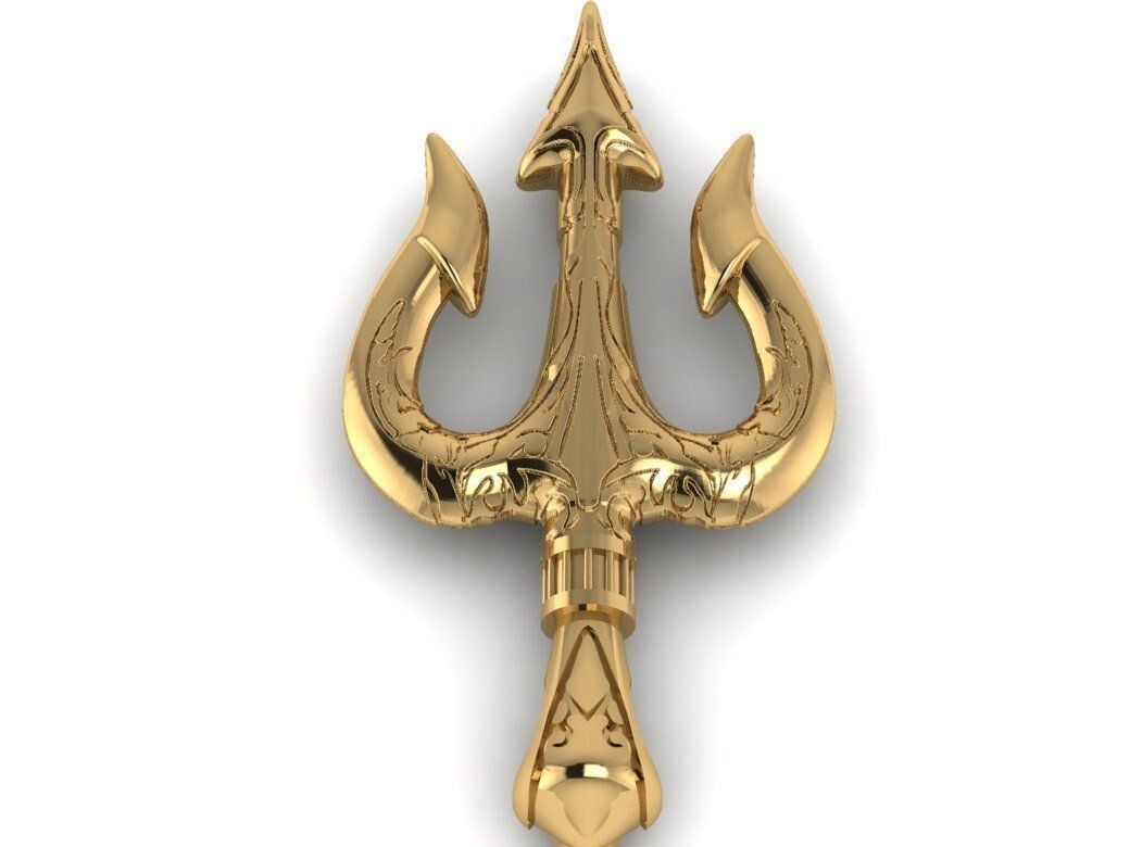 Brass Hindu Shiva Trishul Pendant Temple Pooja Lord Shiva Trident Jewelry Men