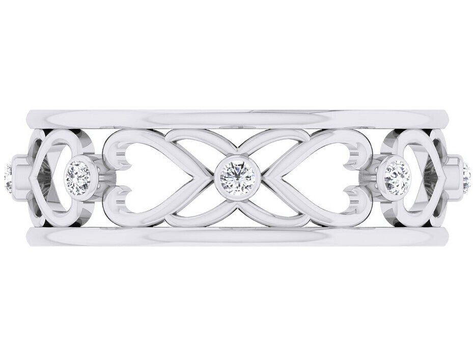 925 Silver Heart Shape CZ Promise Engagement Wedding Band Ring Women Gift US5-15