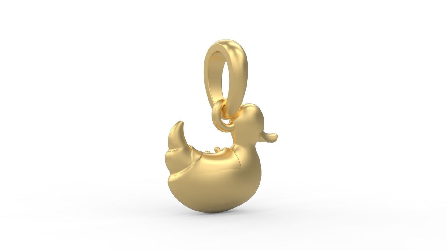 Cute Duck Brass Pendant Necklace Animal Lover Charm Gift Baby CZ Baby Pendant