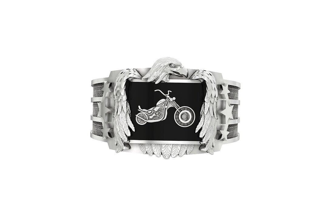 925 Silver Eagle Biker Ring Gothic Punk Signet Ring US5~15 Vintage Style Ring