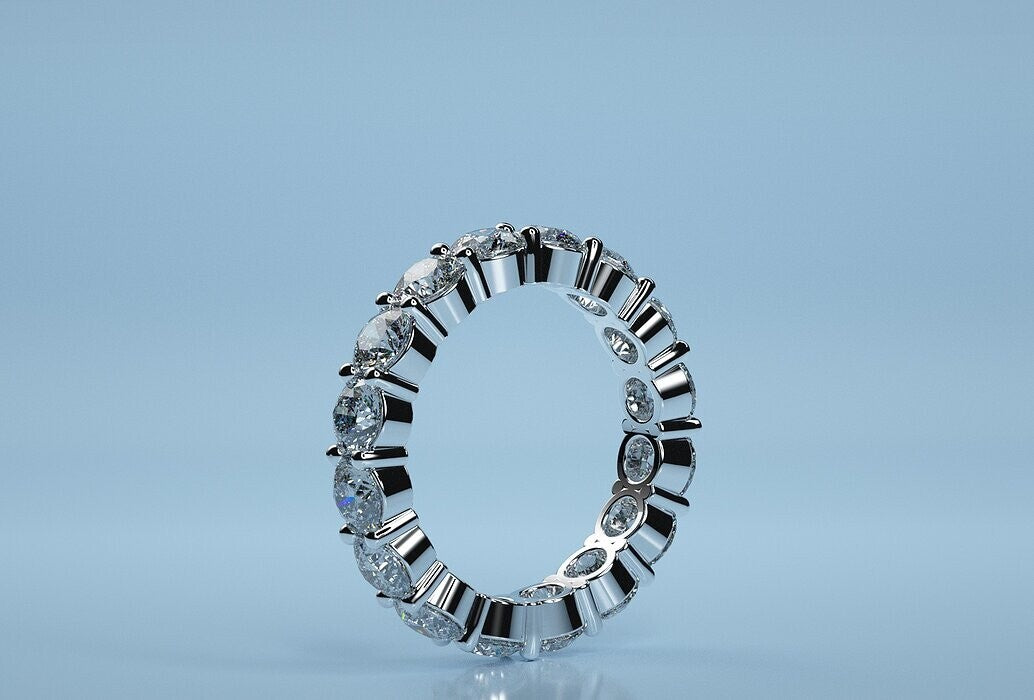 925 Silver CZ Round Eternity Bridal Wedding Band Skinny Ring Women Gift US5-15