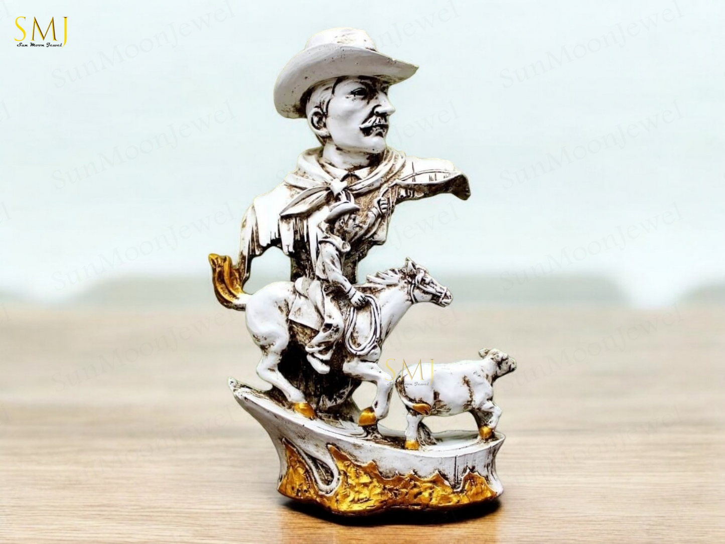 Cowboy with Horse Home Decor Showpiece Cowboy Statue Cowboy with Horse Gift