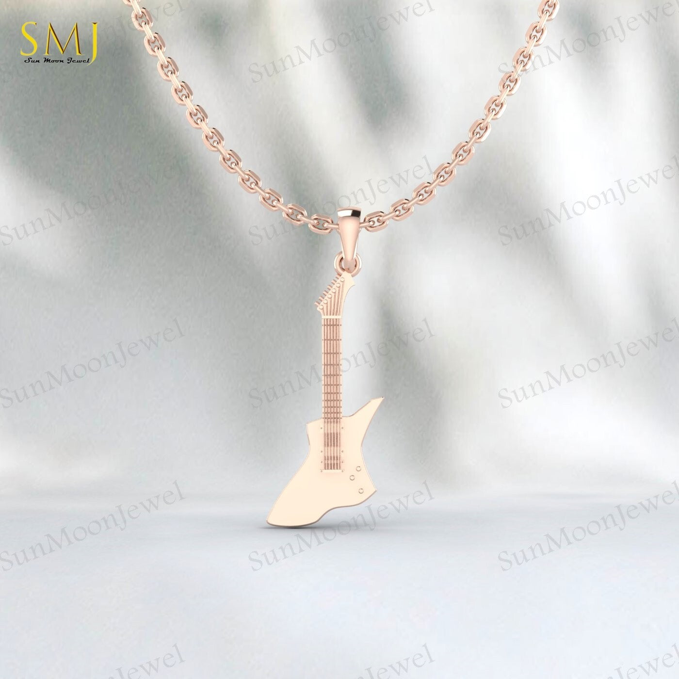 Guitar 925 Sterling Silver Pendant Guitar Lovers Necklace Pendant