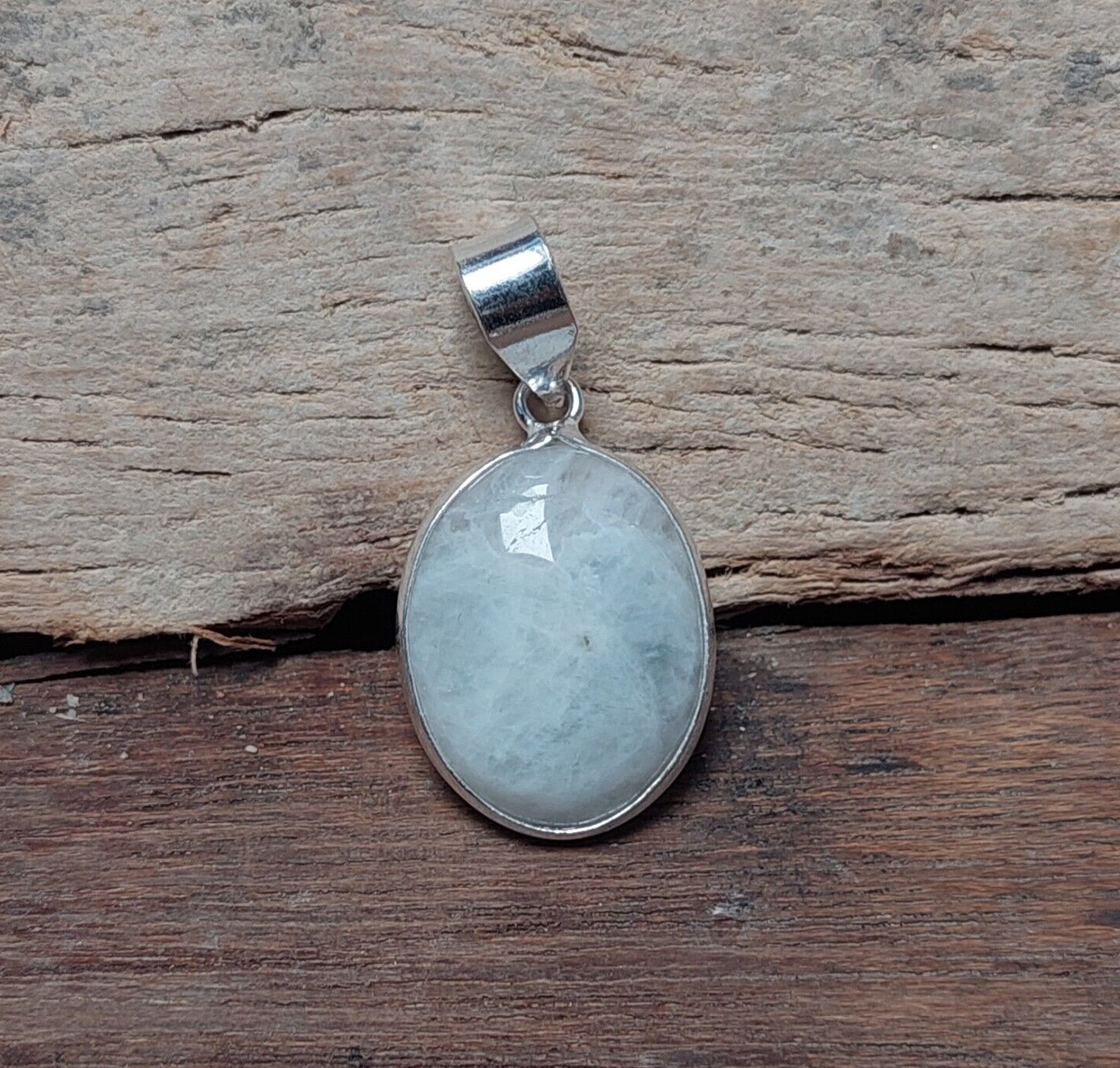 White Slice Agate Pendant / White Agate Jewelry 925 Sterling Silver Pendant