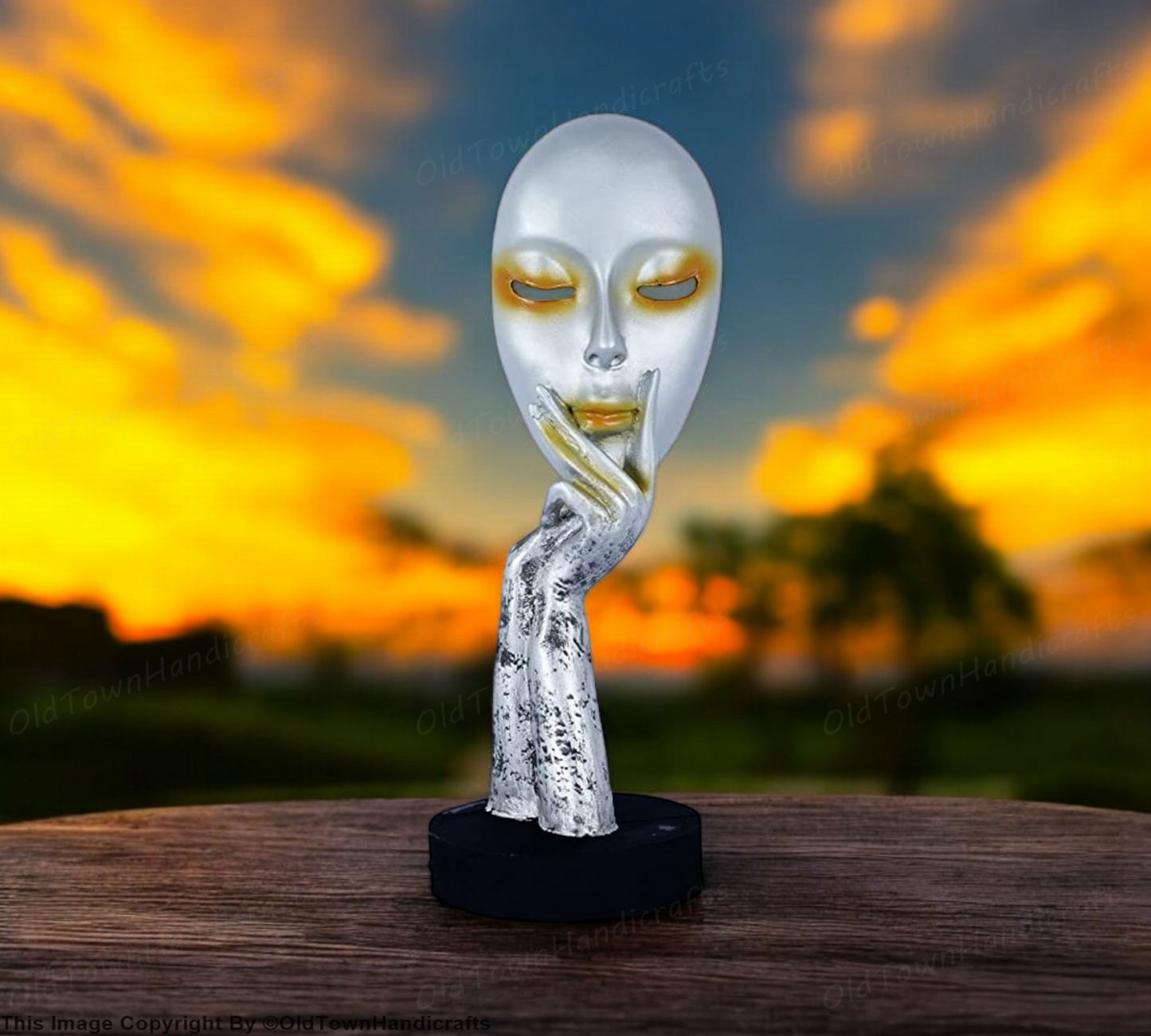 Antique Silver Face Handicraft Showpiece Decorative Home Decor for Living Room