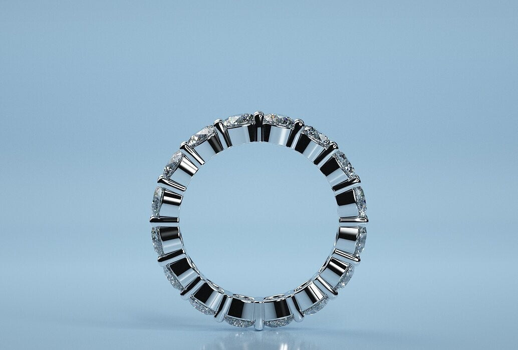 925 Silver CZ Round Eternity Bridal Wedding Band Skinny Ring Women Gift US5-15
