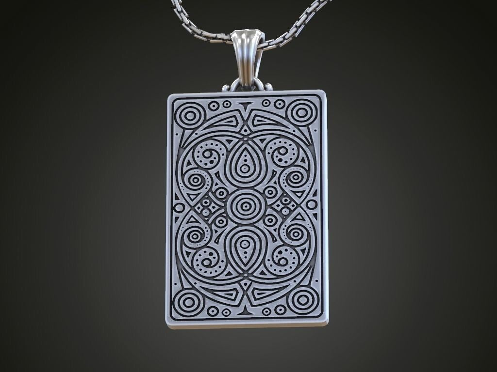 Silver Playing Card Undead King of Hearts Pendant Gift For Women Men Necklace