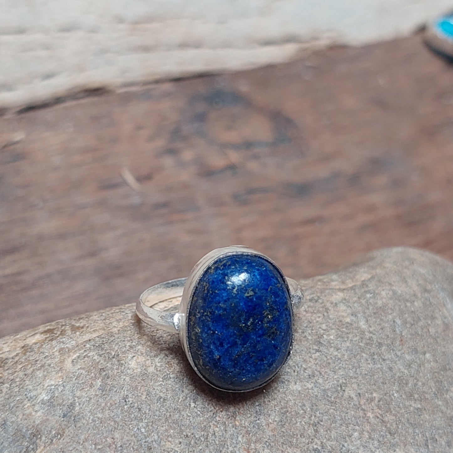 925 Sterling Silver Lapis Oval Stone Ring,Blue Lapis Lazuli Stone Men's Ring