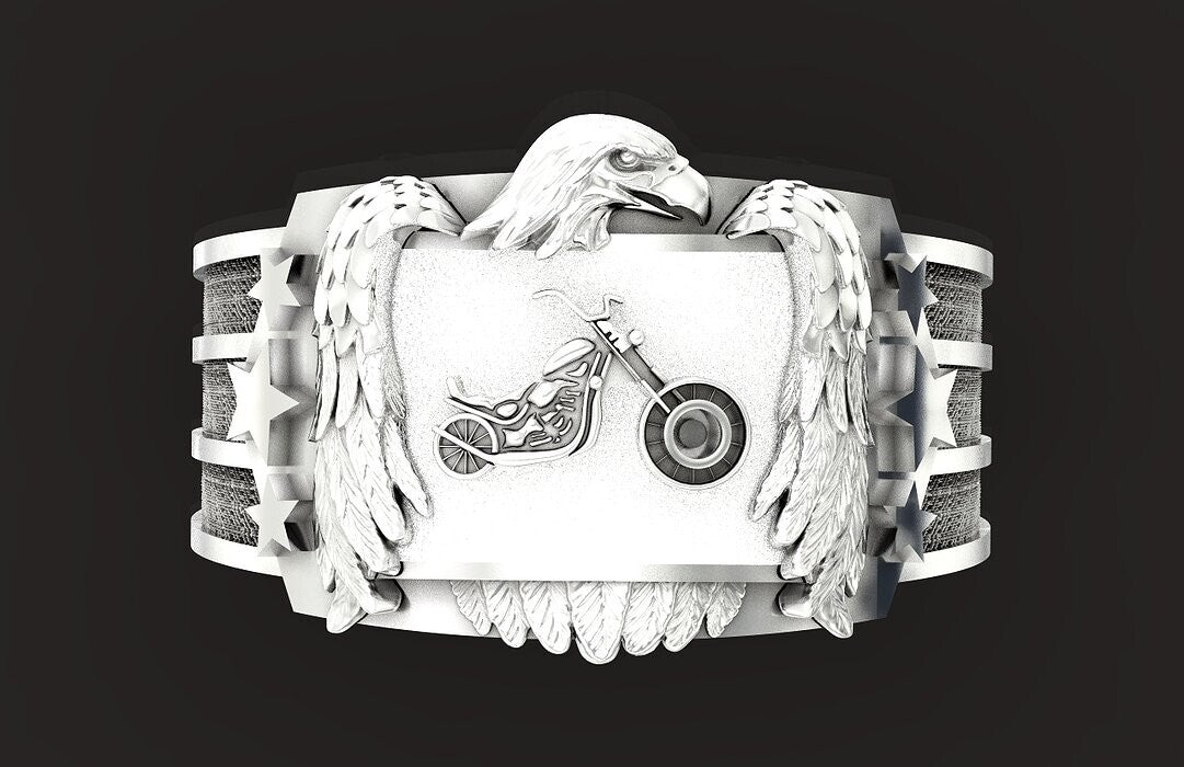 925 Silver Eagle Biker Ring Gothic Punk Signet Ring US5~15 Vintage Style Ring