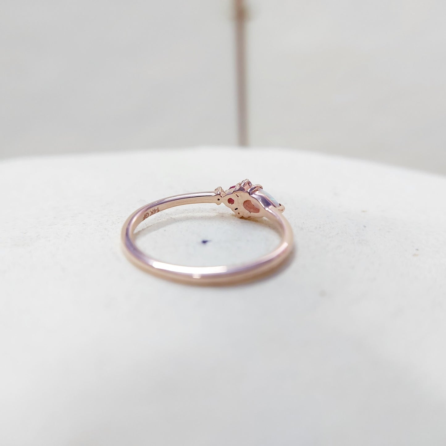 Pear Cut Opal and Pink Tourmaline Ring Gemstone Engagement Silver Ring Us5~ 15