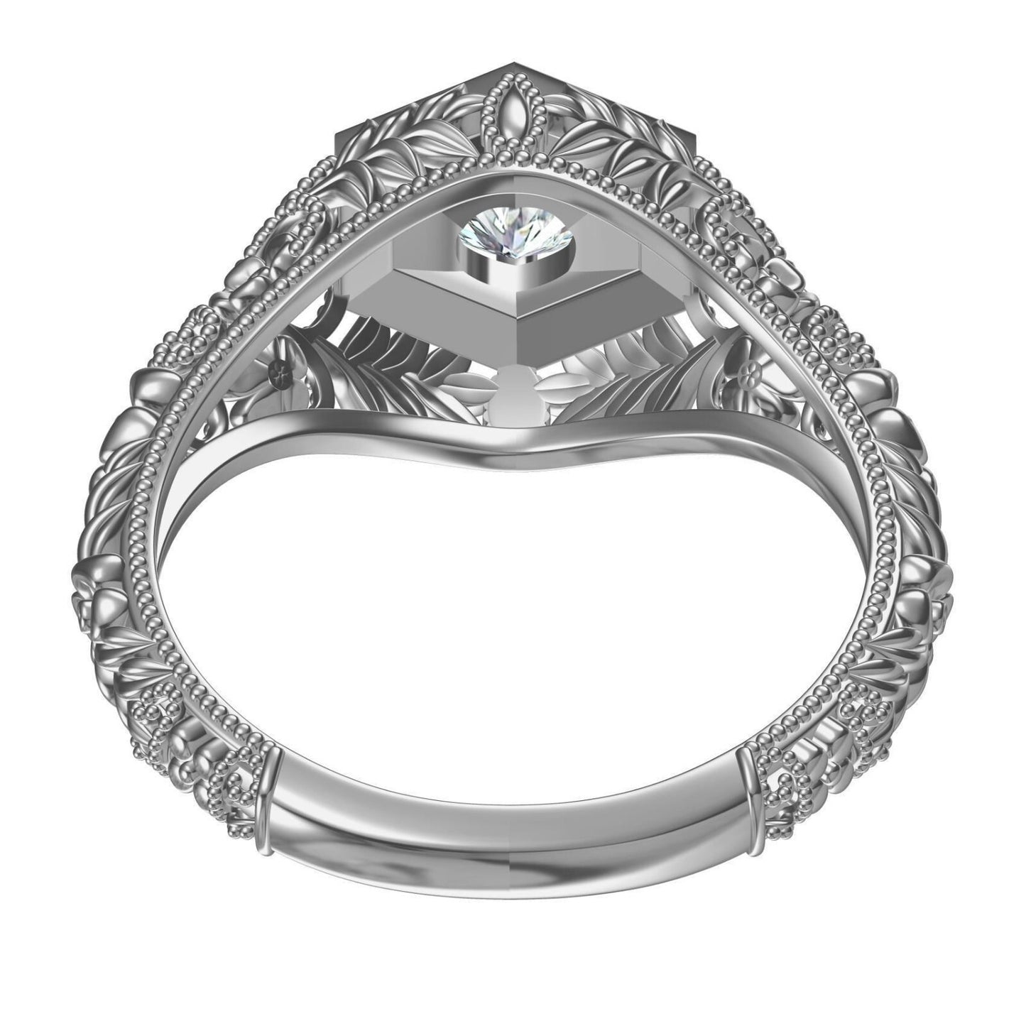 Art Deco Round Lab Created Solitaire Engagement Ring 925 Silver US5-15 Gift Ring