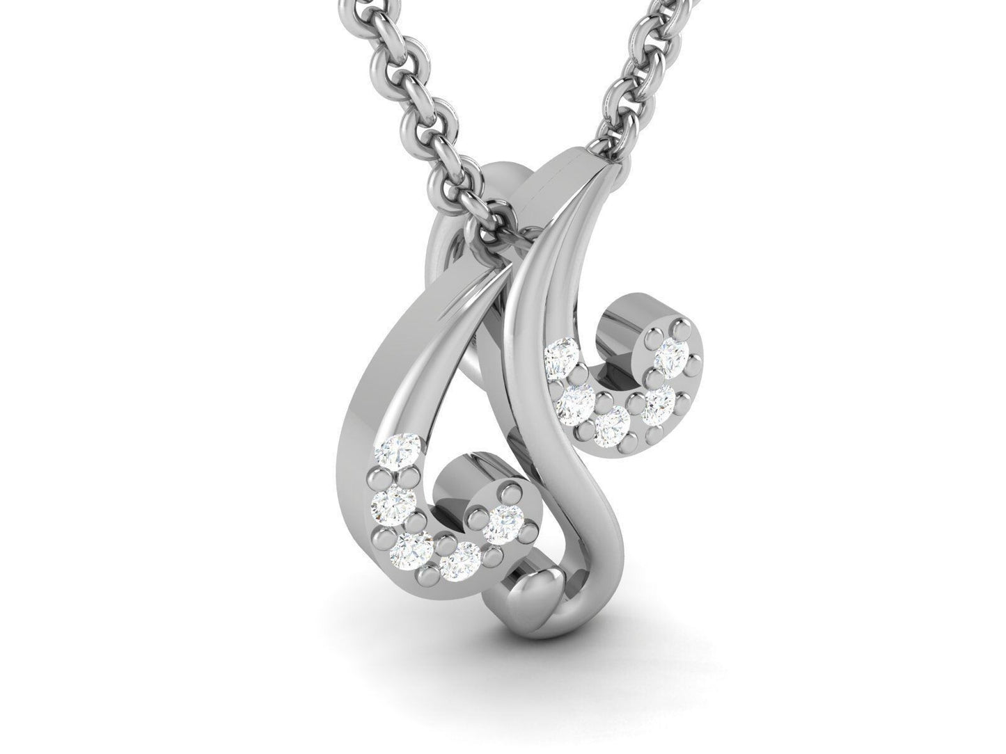 Silver Round Cut CZ Diamond Music Pendant Musical Note Necklace Women Pendant