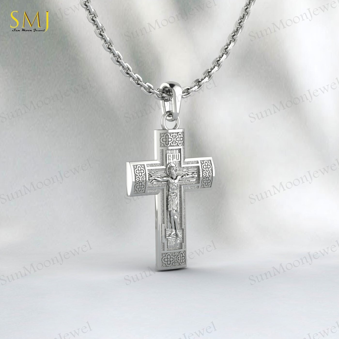 Jesus Ascension Necklace Christian Cross Religious Pendant 925 Silver Christmas