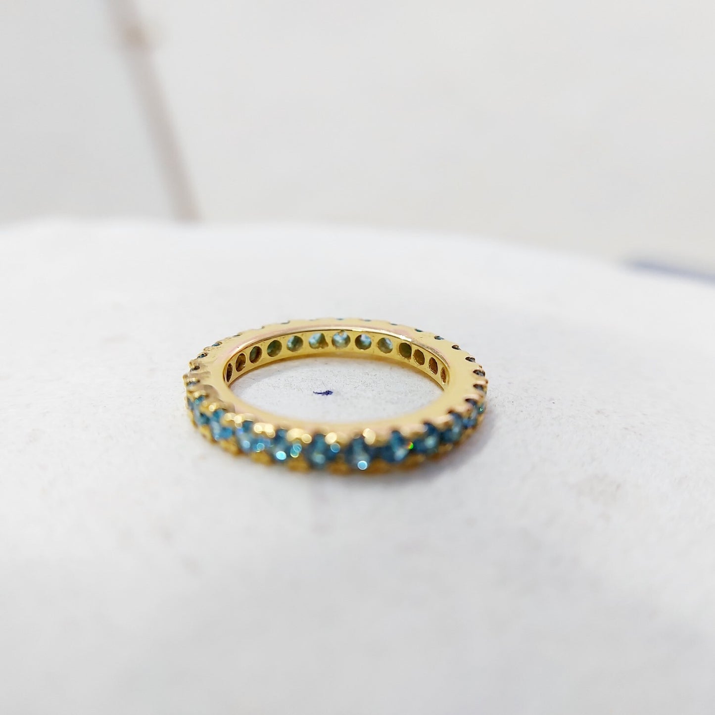 Natural Blue Topaz Ring Gemstone Wedding Eternity Band 925 Silver Jewelry Us5~15