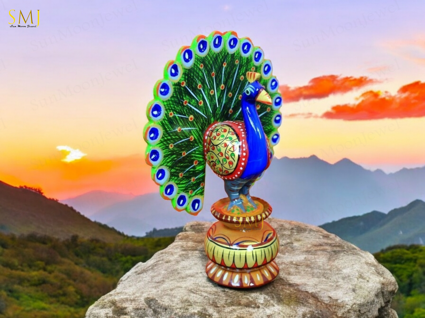 Peacock Hand Painted National Bird Peacock Statue Decoration Altar Peacock Gift