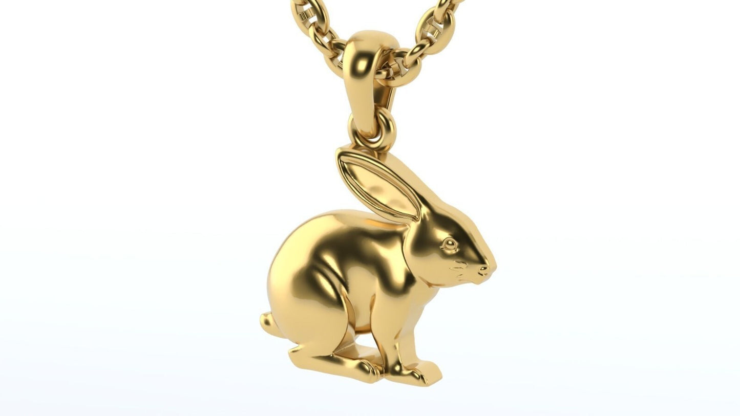 Rabbit Brass Pendant Necklace Brass Animal Charm Jewelry Gift For Animal Lovers