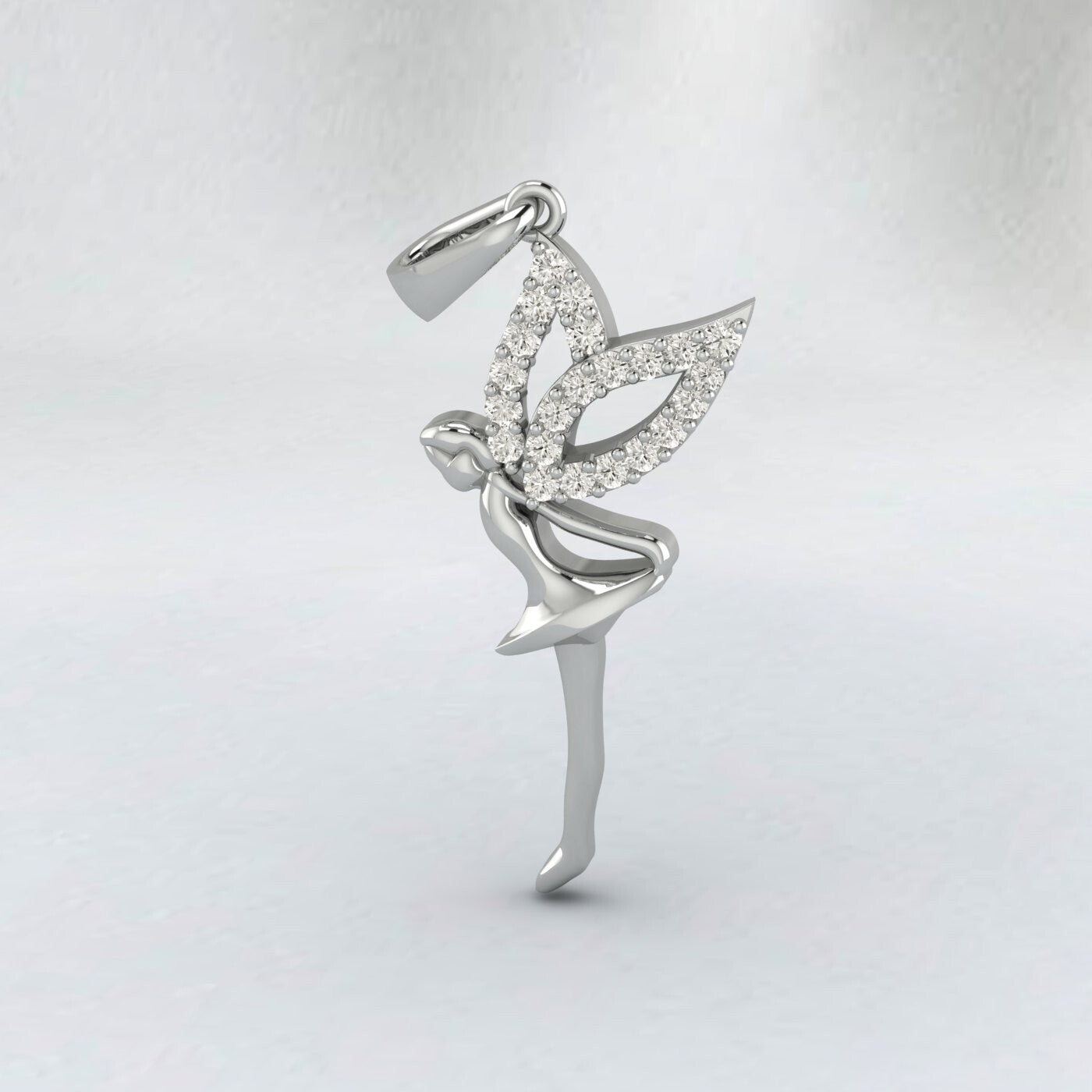 925 Silver Ballerina Pendant Angel Charm Micro Pave Diamond Pendant Dainty