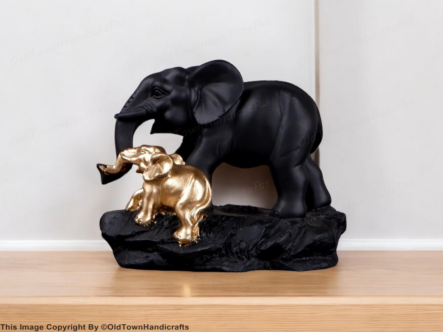 Elephant and Precious Calf Showpiece Guardian of Generations Elephant Home Decor