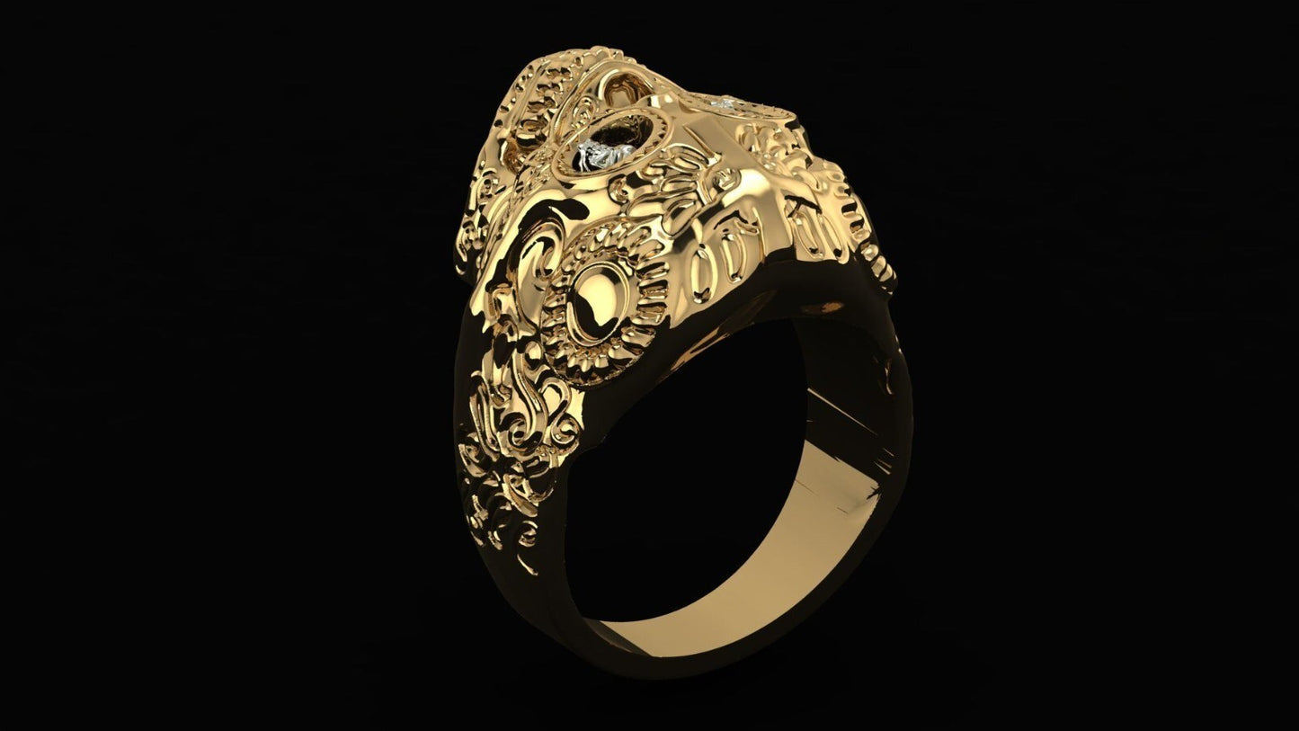 Punk Brass Day of the Dead Skull Ring Gothic Cross Biker Trend Style Ring US5~15